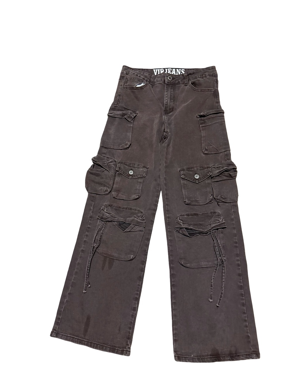 VIP Womenโs Y2K Brown Cargo Utilitarian Gorpcore Skater Wide-Leg Jeans Size 29